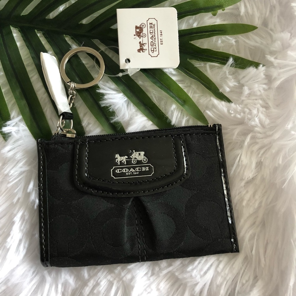 Coach coin purse mad op art mini card wallet blk